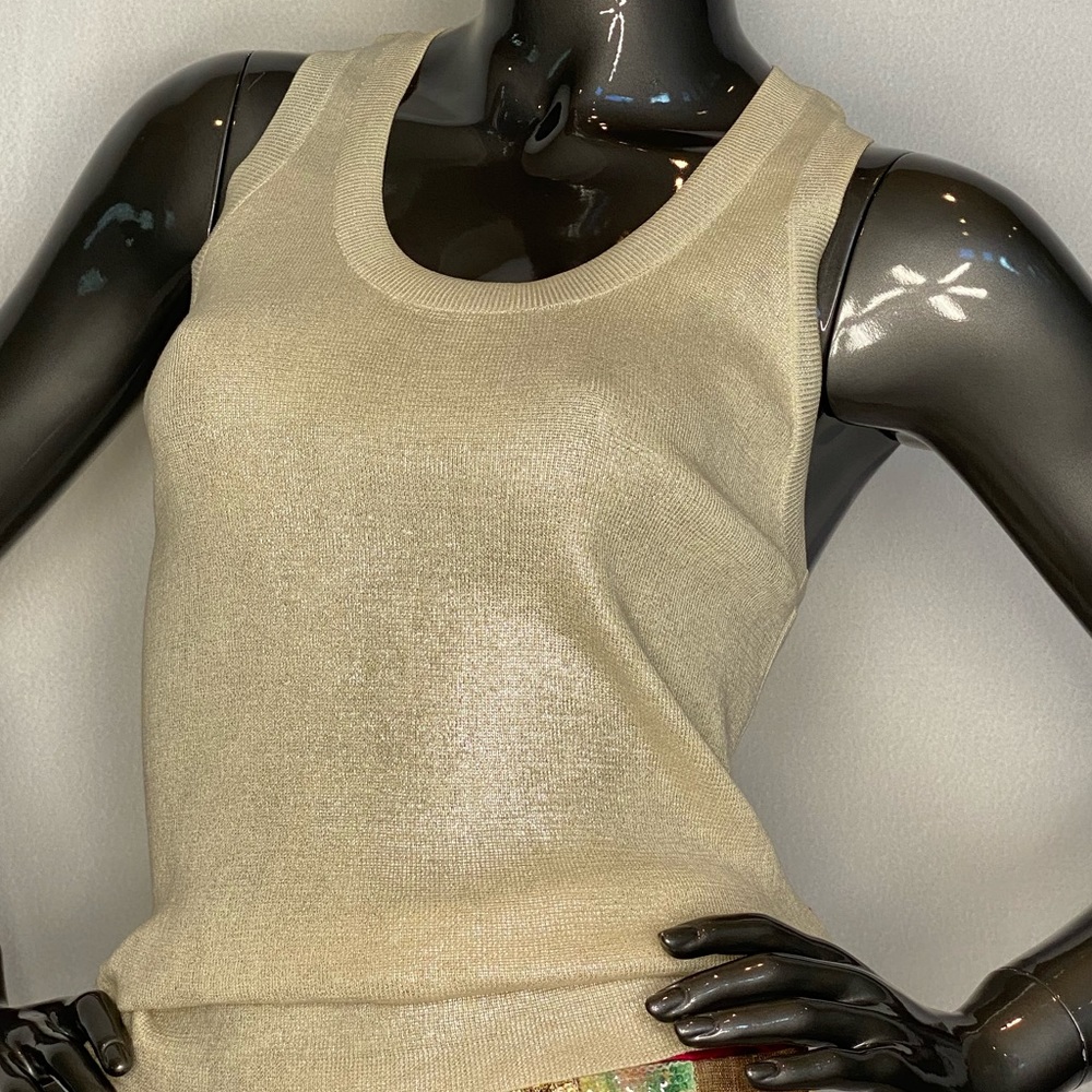 ROBERT RODRIGUEZ GOLD SILK KNIT TEE BACK T…
